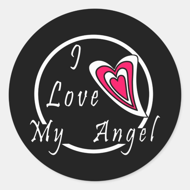 Pegatina Redonda Me encanta mi ángel (Anverso)