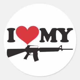 Pegatina Redonda Me encanta mi AR15