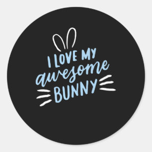 Pegatina Redonda Me Encanta Mi Awesome Bunny Rabbit Lover