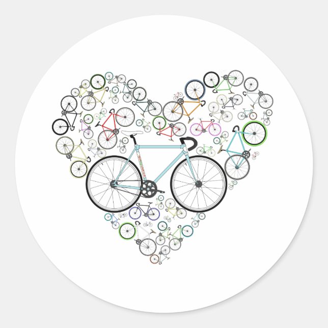 Pegatina Redonda Me encanta mi bicicleta (Anverso)