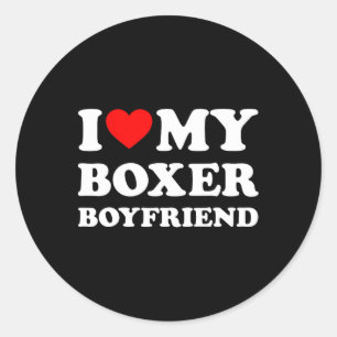 Pegatina Redonda Me Encanta Mi Boxer Boyfriend Heart Bf Boxe Athlet