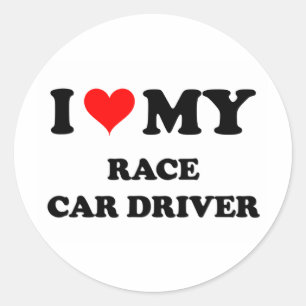 Pegatina Redonda Me Encanta Mi Conductor De Coche Race