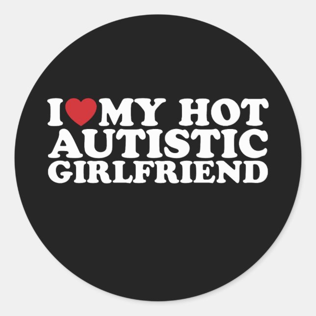 Pegatina Redonda Me Encanta Mi Corazón De Autismo GF, Amigo Autista (Anverso)