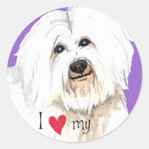 Pegatina Redonda Me encanta mi Coton de Tulear
