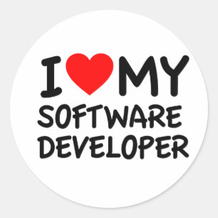 Pegatina Redonda Me encanta mi desarrollador de software