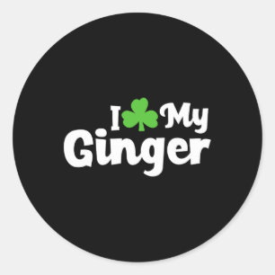Pegatina Redonda Me Encanta Mi Ginger Redhead Shamrock St Patricks