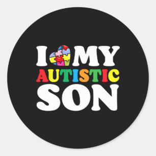 Pegatina Redonda Me Encanta Mi Hijo Autista Rompe Pieza Autismo Hom