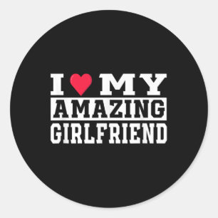 Pegatina Redonda Me Encanta Mi Increíble Novia Que Corazón Mi Giron