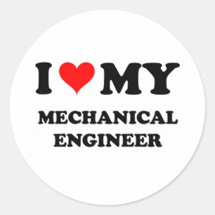Pegatina Redonda Me Encanta Mi Ingeniero Mecánico
