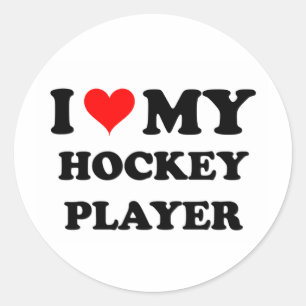 Pegatina Redonda Me encanta mi jugador de hockey