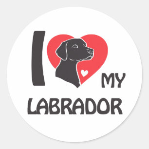 Pegatina Redonda Me encanta mi Labrador - Diseño leal para amantes