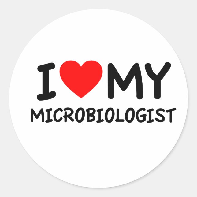 Pegatina Redonda Me encanta mi microbiólogo (Anverso)