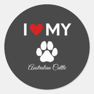 Pegatina Redonda Me encanta mi nombre personalizado de perro de gan