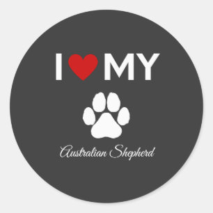 Pegatina Redonda Me encanta mi nombre personalizado de perro pastor