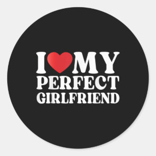 Pegatina Redonda Me Encanta Mi Novia Perfecta, Corazón Mi Novia Cal