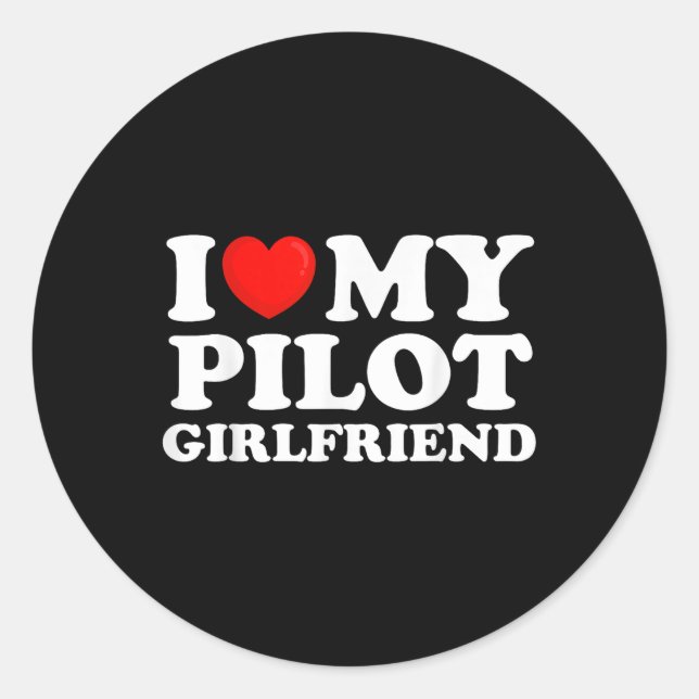 Pegatina Redonda Me Encanta Mi Novia Piloto, Corazón Mi Novia Calie (Anverso)