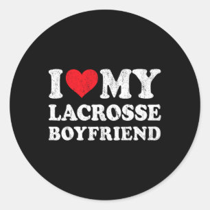 Pegatina Redonda Me encanta mi novio Lacrosse Funny Girlfriend Vale