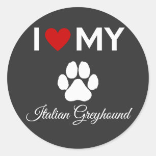 Pegatina Redonda Me encanta mi personalizado de perro griego italia