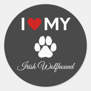 Pegatina Redonda Me encanta mi personalizado irlandés de perros Wol
