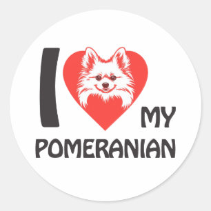 Pegatina Redonda Me Encanta Mi Pomerania - Un regalo de amante de l