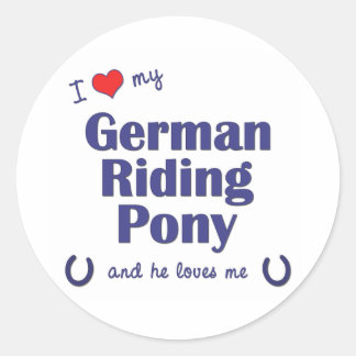 Pegatina Redonda Me Encanta Mi Pony Alemán (Pony Masculino)