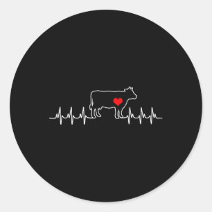 Pegatina Redonda Me encanta mi Válvula Vaca Ekg Paciente con latido