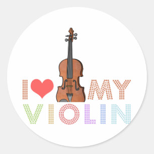 Pegatina Redonda Me encanta mi violín