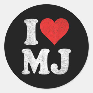 Pegatina Redonda Me Encanta Mj Vintage Fan Merch Red Heart Initials