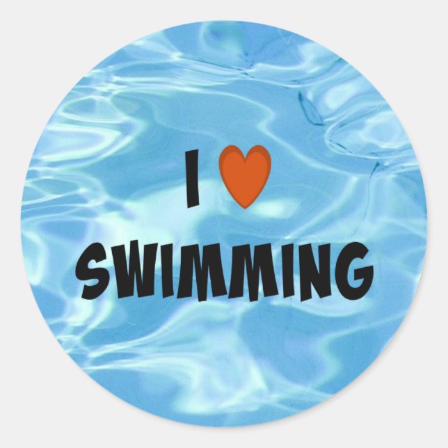 Pegatina Redonda Me Encanta Nadar... El Invitante Agua Azul, (Anverso)