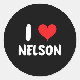 Pegatina Redonda Me encanta Nelson - Corazón - Nombre 