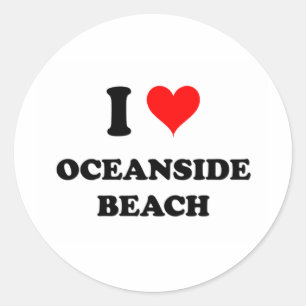 Pegatina Redonda Me encanta Oceanside Beach California