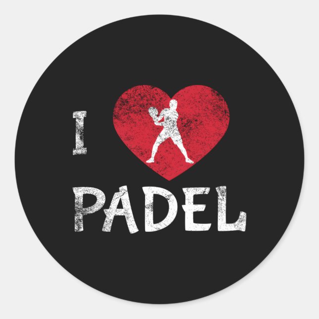 Pegatina Redonda Me encanta Padel Tennis Padel Racket Padel Paddleb (Anverso)