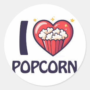 Pegatina Redonda Me encanta Popcorn