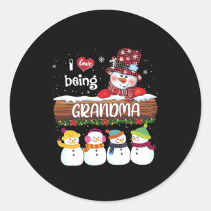 Pegatina Redonda Me Encanta Ser Abuela Navidades Snowman Familia De
