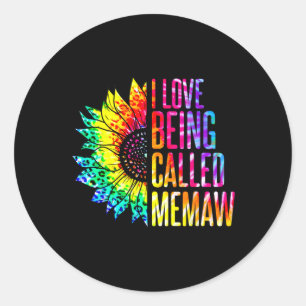 Pegatina Redonda Me Encanta Ser Llamada Memaw Sunflower Tye Dye Mot