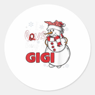 Pegatina Redonda Me Encanta Ser Un Gigi Feliz Snowm De Navidad