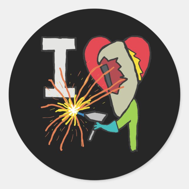 Pegatina Redonda Me encanta soldar (Anverso)