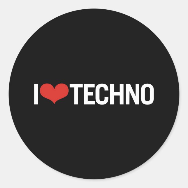 Pegatina Redonda Me encanta Techno (Anverso)