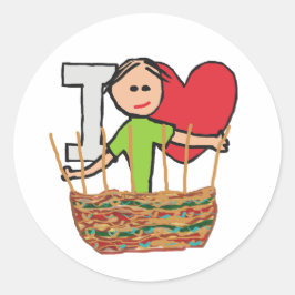 Pegatina Redonda Me encanta tejer cestas