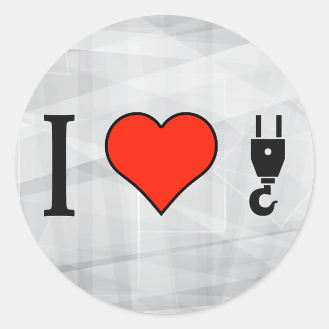 Pegatina Redonda Me Encanta Usar Un Garganta De Una Grúa (Anverso)