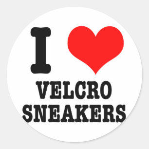 Pegatina Redonda Me encantan (amo) las zapatillas con velcro