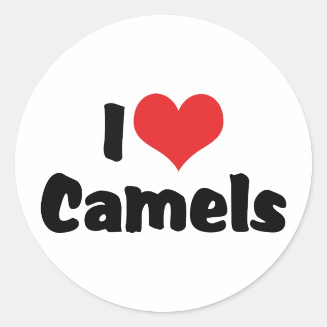Pegatina Redonda Me Encantan Camellos Corazón (Anverso)