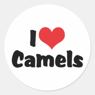 Pegatina Redonda Me Encantan Camellos Corazón