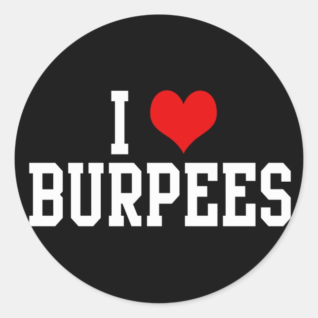 Pegatina Redonda Me encantan las Burpees, el fitness (Anverso)