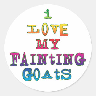Pegatina Redonda Me encantan las cabras desmayadas