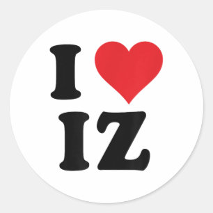 Pegatina Redonda Me Encantan Las Iniciales Que Amo I.z Primero Y Úl