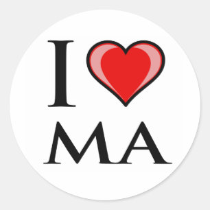 Pegatina Redonda Me encantan las MAMÁES - Massachusetts
