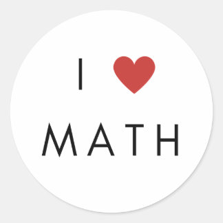 Pegatina Redonda Me encantan las matemáticas del Corazón