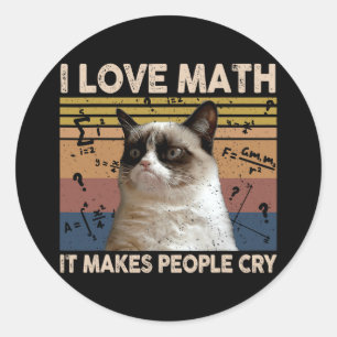 Pegatina Redonda Me encantan las matemáticas, hace que la gente llo
