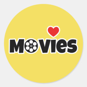 Pegatina Redonda Me encantan las películas